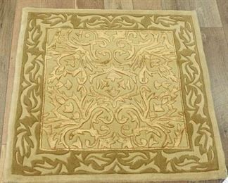Handmade Gold Damask Pattern Area Rug