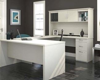 Bestar U-Shaped Desk In White Chocolate (Box 1 Of 2)
