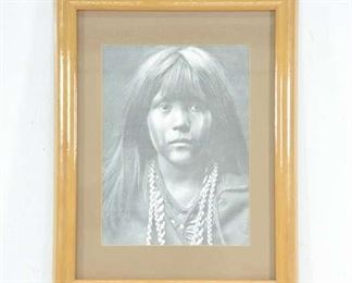Edward S Curtis Portrait Of Young Native Girl Print