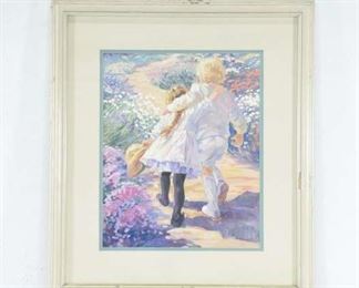 Framed Bother/Sister Walking Through Field Print