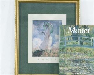 Pair Of Monet Items - Hardcover Book & Painting Print