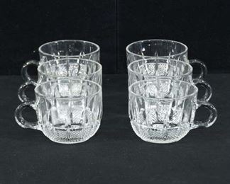 Set Of 6 Waterford Style Glass Punch Tea Cups