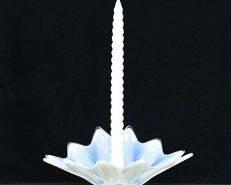 Vintage Hand Blown Milk Glass Lotus Candle Holder