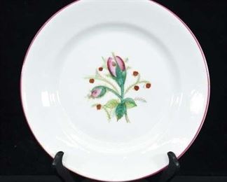 Vintage Hand Painted Moss Rose Plate W/ Display Stand