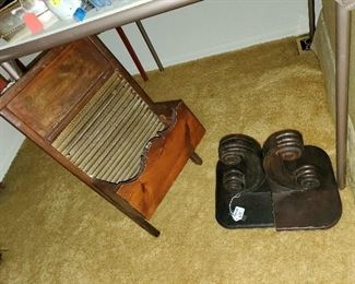 Antique washboard, two shelves