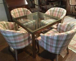 game table with 4 upholstered chairs