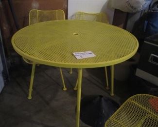 metal patio table and 4 chairs with umbrella