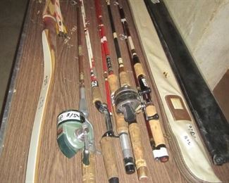 fly and other rods some with reels, fly rod cases