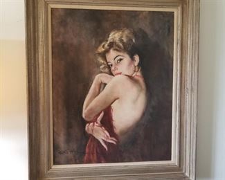 Huge MCM Oil on Canvas Painting signed by Pal Fried 