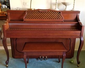 Mint Condition  KAWAI 801-F Upright Piano Walnut Stain, Lenox Compote and Candlesticks, Piano Lamp 