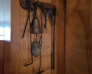 Old Iron tools, antique bell