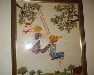 hand crafted framed  embroidery