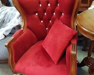 red velvet rhinestone tufted chair