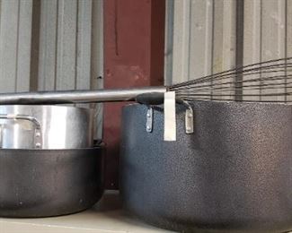large restaurant cooking pots, 3 foot whisk for catering and restuarants