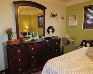 Bedroom, Fenton Dresser Items, Head pieces, Wood Boxes,  Wig and Jewelry Stands, Mirror, Dresser, Bed and End Tables