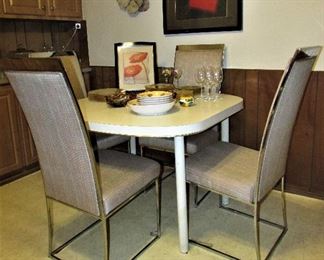 Kitchen Table and Extra Chairs in Basement, Art, Dishes, Stemware, Murano Glass