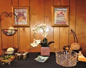 Fruit Baskets, Markham Waterford Bowl, Floral, Art Glass, Framed Art