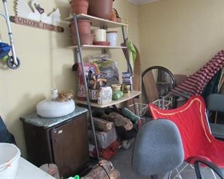 Garage Items, Desk Chair, Plant Stands