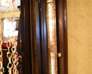 Hanging Room Divider, Over the Door Jewelry Chest with Leopard Design on Trim Border