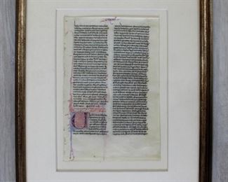 French Bible Page 13th Century Framed