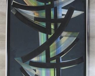 Marcello Bonevard 1960s Composition w Blue Gouache