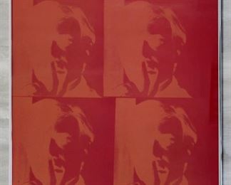 Andy Warhol Framed Student Work Signed Twice Red