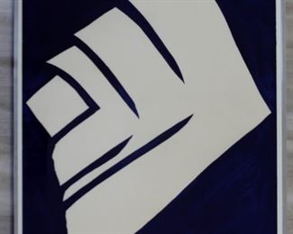 Jack Youngerman Framed Signed White on Blue Litho '66