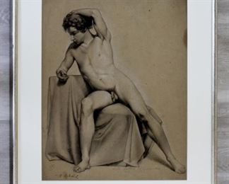 Charles Hermann Martini Youth Seated 1862 Conte on
