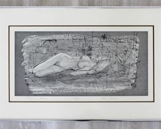 Framed Signed Ellie Gibbel Reclining Nude 8/125