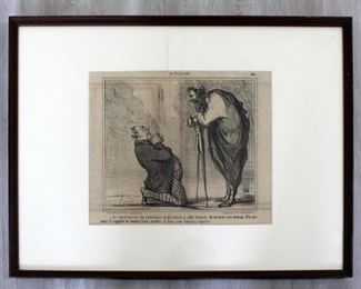 Honore Daumier Archimede aux Champs Elyses Etching