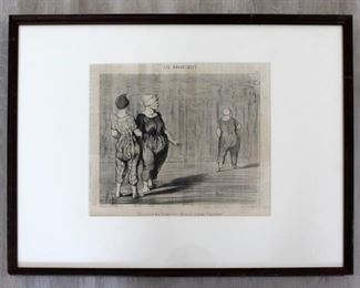 Honore Daumier Les Baigneuses etching Framed