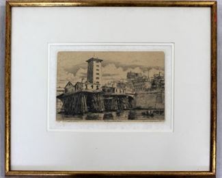 Charles Meryon La Pompa Notre Dame 1852 Etching Framed