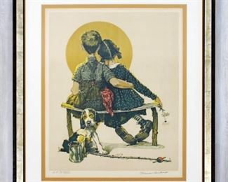 Framed A.P. Litho Signed Norman Rockwell The Young