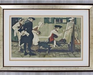Framed A.P. Litho Signed Norman Rockwell Tavern Sign