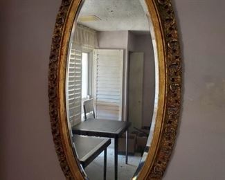 Antique oval mirror beveled -$40