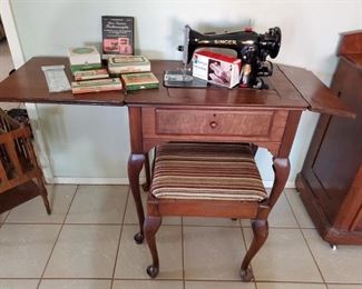 Featherlight Singer sewing machine with stand and bench - $200