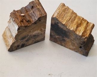 Vintage petrified wood bookends - $25