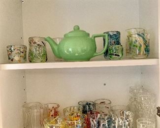 Glasses sold - green teapot available