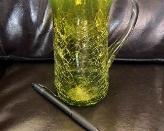 Crackle glass pitcher $20