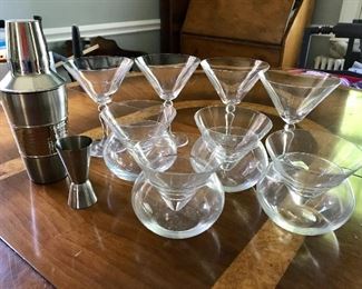 Martini glasses and shaker set $35.00