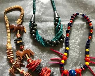 Colorful wooden jewelry $20.00 each necklace