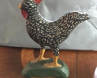 Signed wooden Rooster 9.5" by 5.5" $40