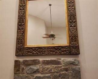 Mantel Hand carved wood frame mirror