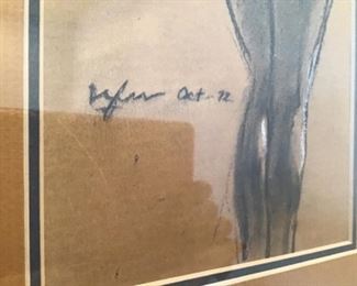 Charcoal Sketch Nude Woman in the manner Degas signed