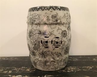 Chinese Garden Stool Black & White Porcelian
