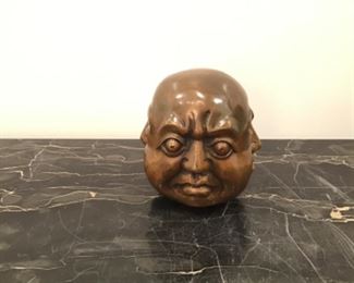 Chinese Bronze Buddha Head 4 faces