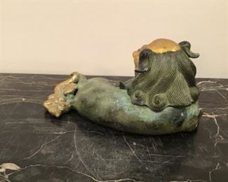 Old Chinese Bronze Pho Dog Statue