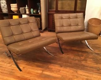 Pair Barcelona Chairs Mid Century