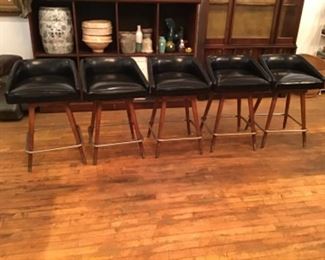 Set 5 Mid Century Barstools Atomic Age swivel