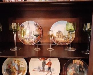 collector plates and stemware